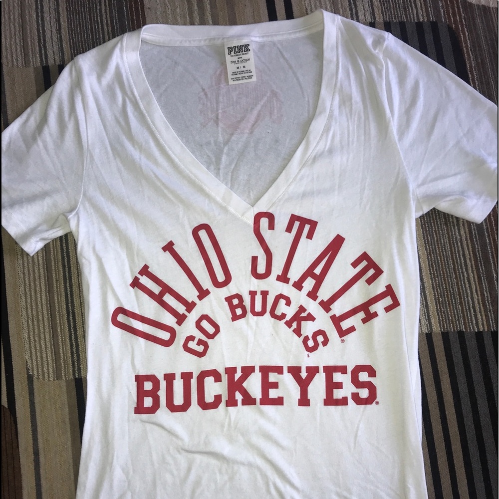Ohio State white tee.